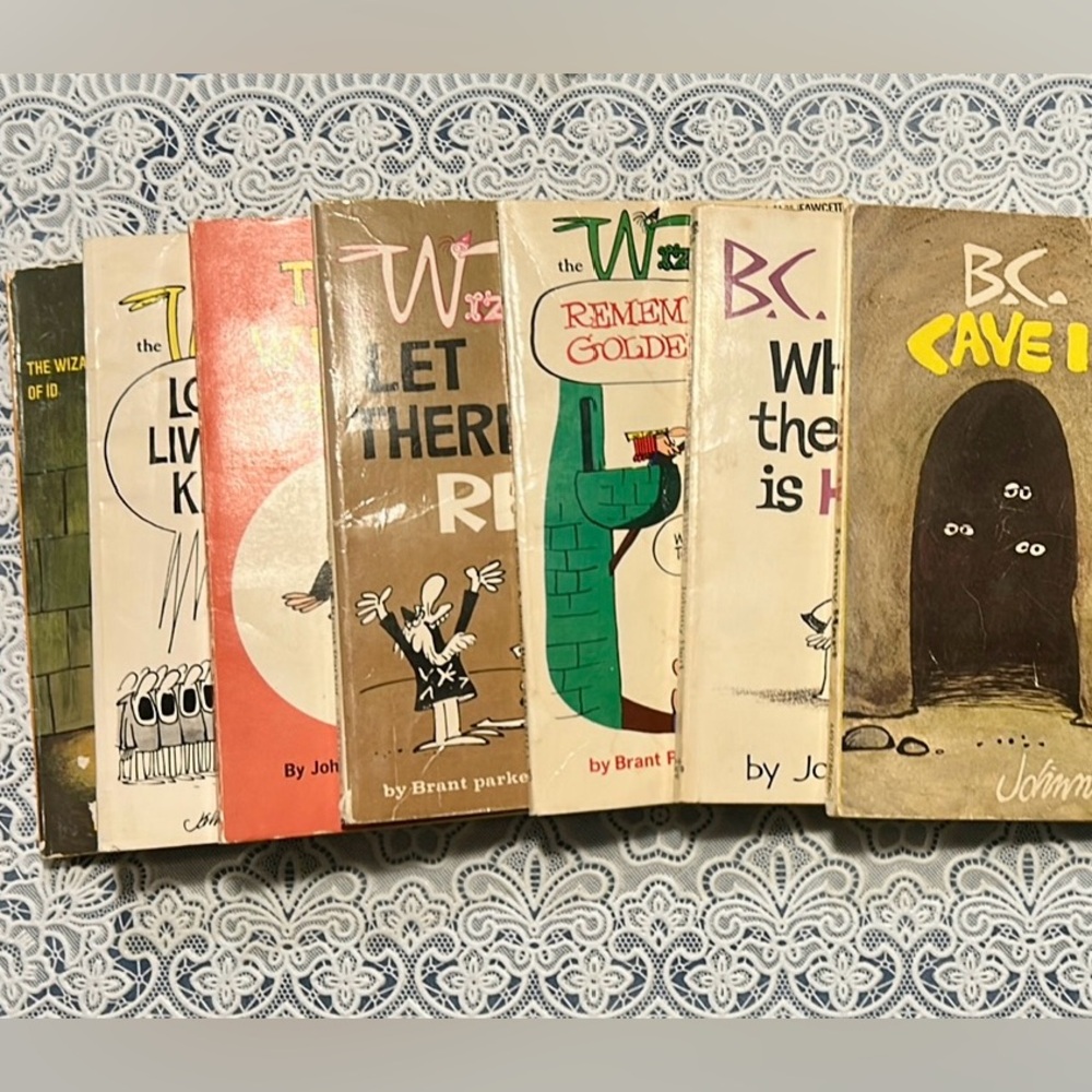 Lot of 9 vintage Johnny Hart comic paperbacks.